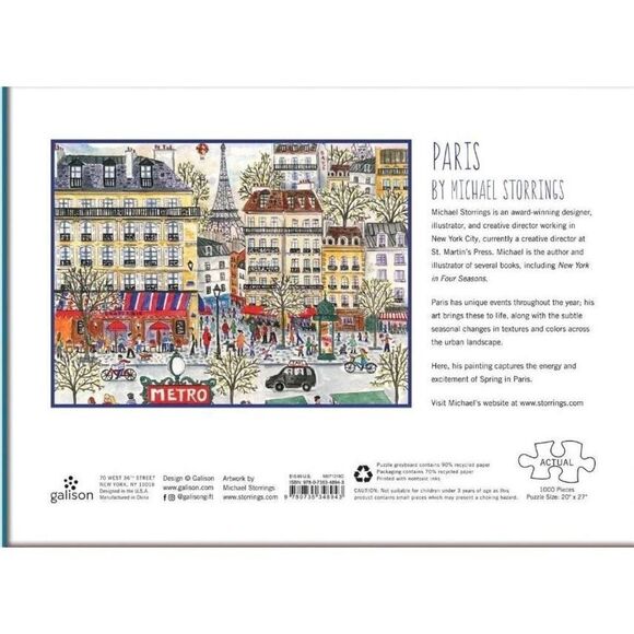 Galison Paris by Michael Storrings 1000 pc Jigsaw Puzzle - Picture 3 of 8
